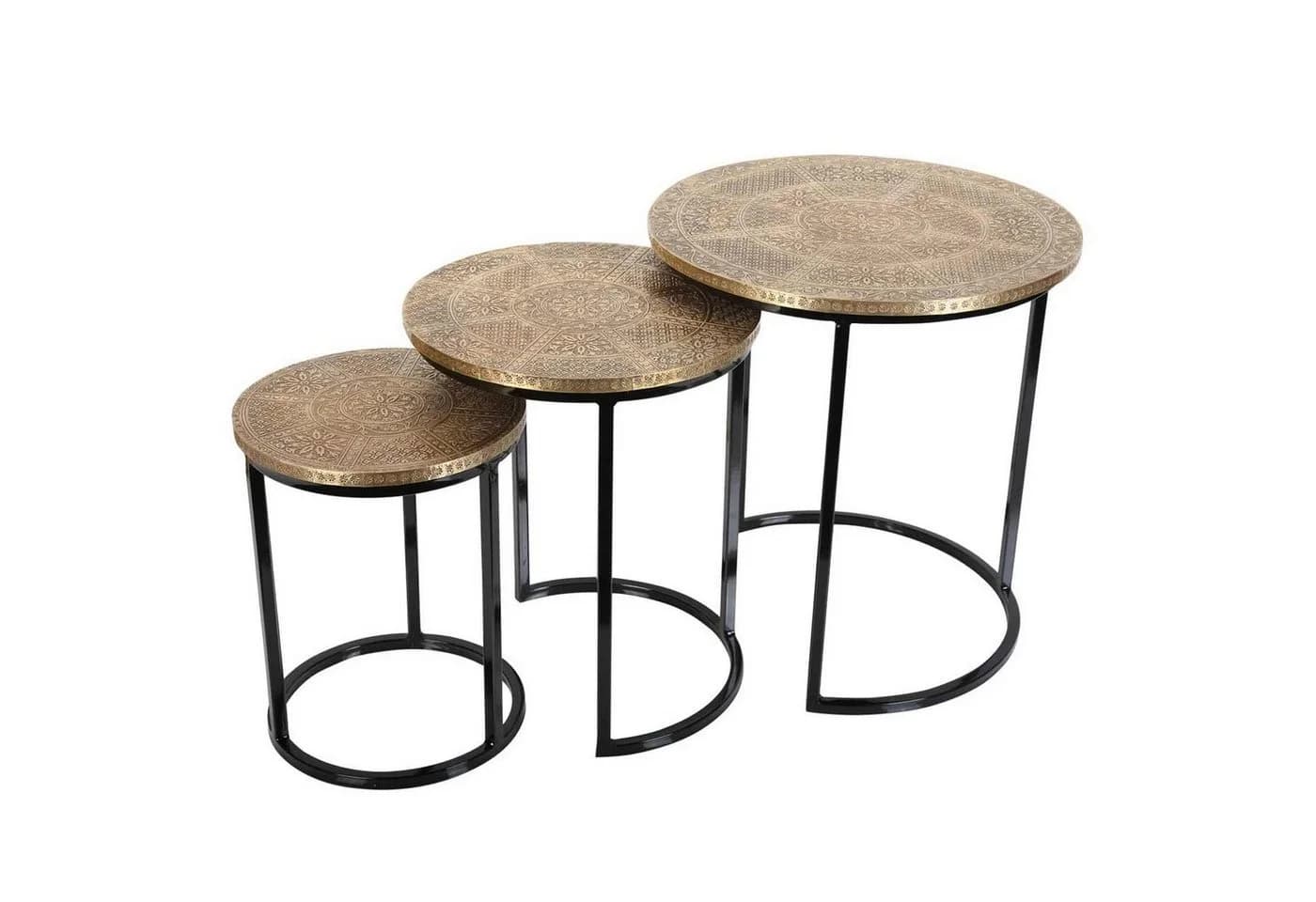 Orientalisch-Antiker Beistelltisch aus Messing, Holz und Metall - Bild 2