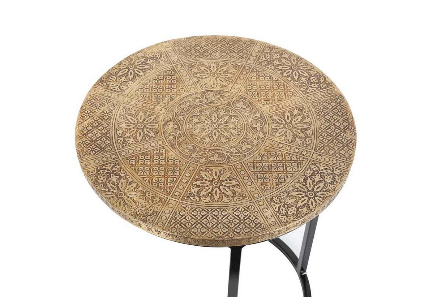 Orientalisch-Antiker Beistelltisch aus Messing, Holz und Metall - Bild 3