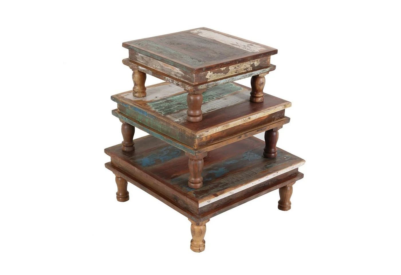 Casa Moro SIERA Beistelltisch 3er Set Shabby Chic Altholz - Bild 2