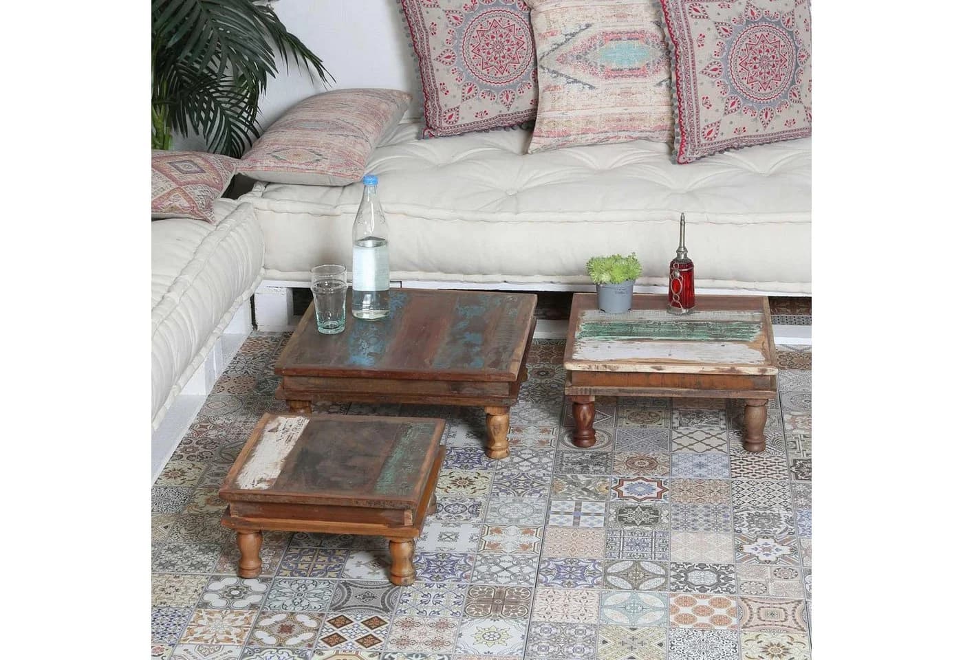 Casa Moro SIERA Beistelltisch 3er Set Shabby Chic Altholz - Bild 3