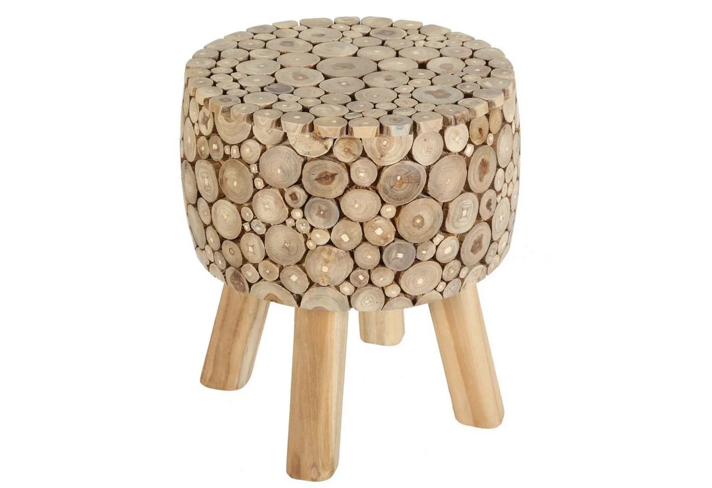 Casa Moro Hocker Beistelltisch Holz Hocker Nachttisch Beige Braun - Bild 2