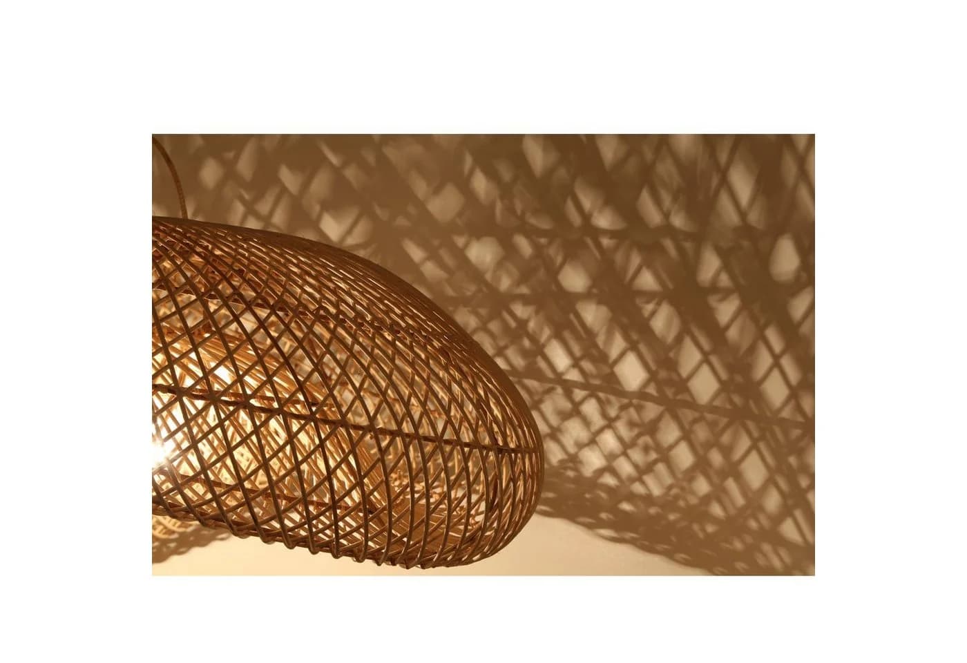 Pendelleuchte aus Rattan und Eisen in Natur Beige - Bild 3