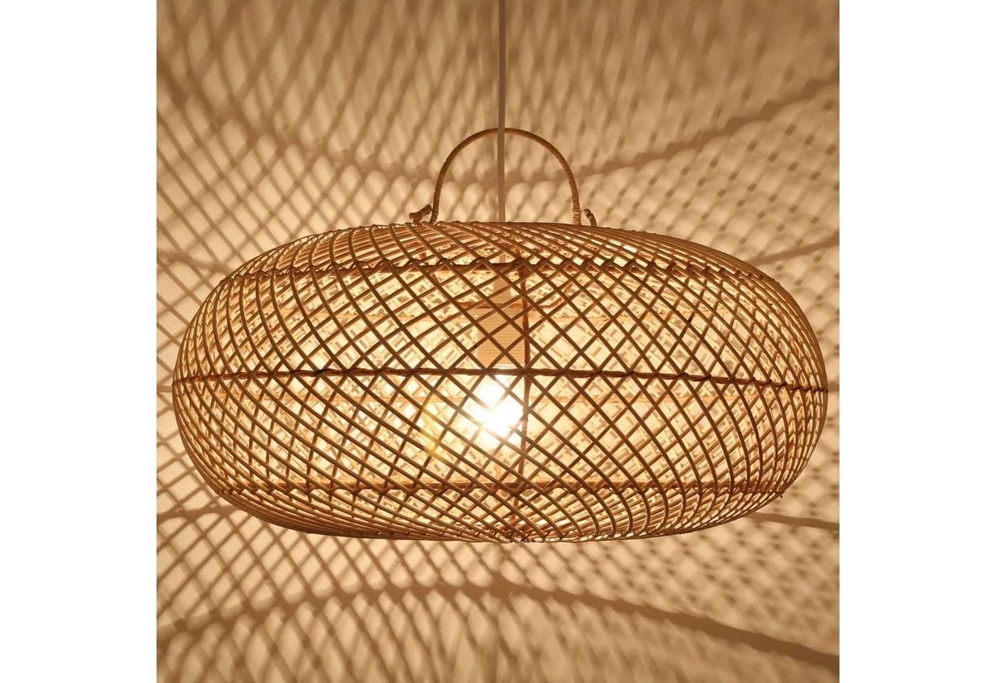 Casa Moro Rattan Deckenleuchte Boho Pendelleuchte Wohnzimmer Esszimmer Natur Lampe - Bild 2