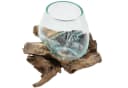 Casa Moro Glasvase auf Wurzelholz Ø 12cm aus Recycling Glas & Wurzelholz Bild 1