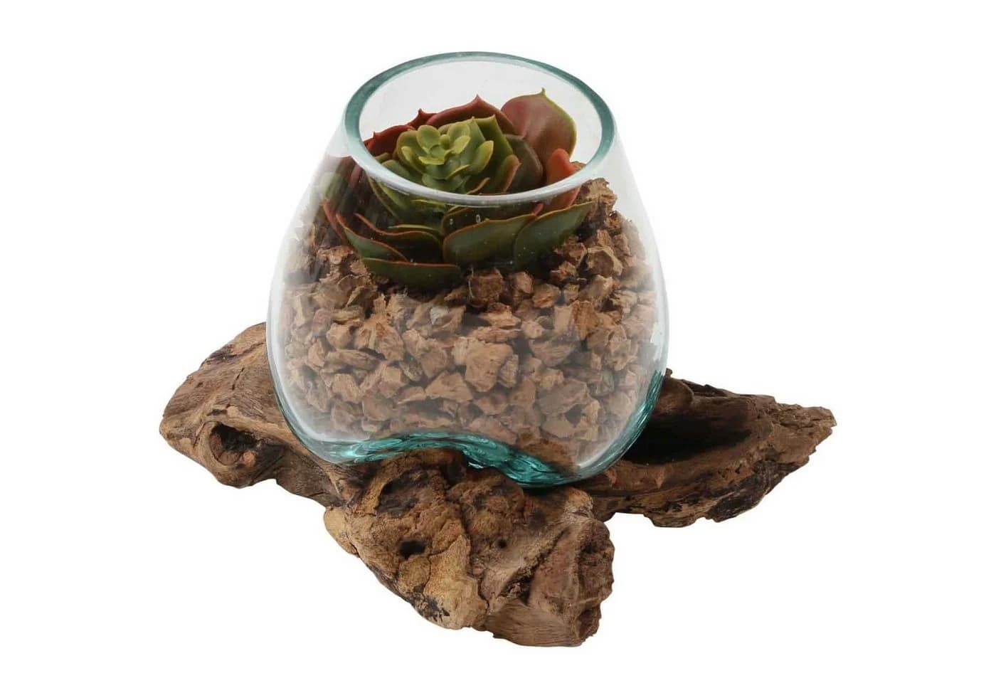 Casa Moro Glasvase auf Wurzelholz Ø 12cm aus Recycling Glas & Wurzelholz - Bild 4