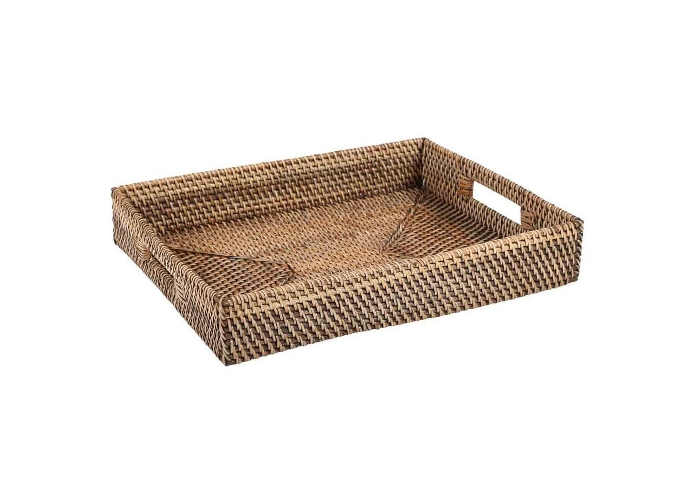 Casa Moro Rattan Serviertablett Lisa Braun Rechteckig Mit Griffe Boho Chic