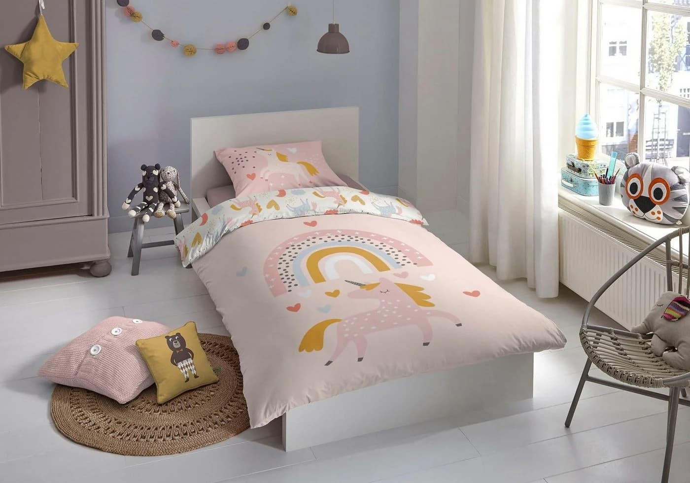 Good morning Kinderbettwäsche Unilove Rosa 100% Baumwolle Renforcé