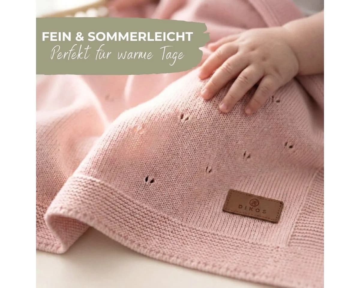 Bio-Baumwolle Babydecke mit AJOUR-Strickmuster