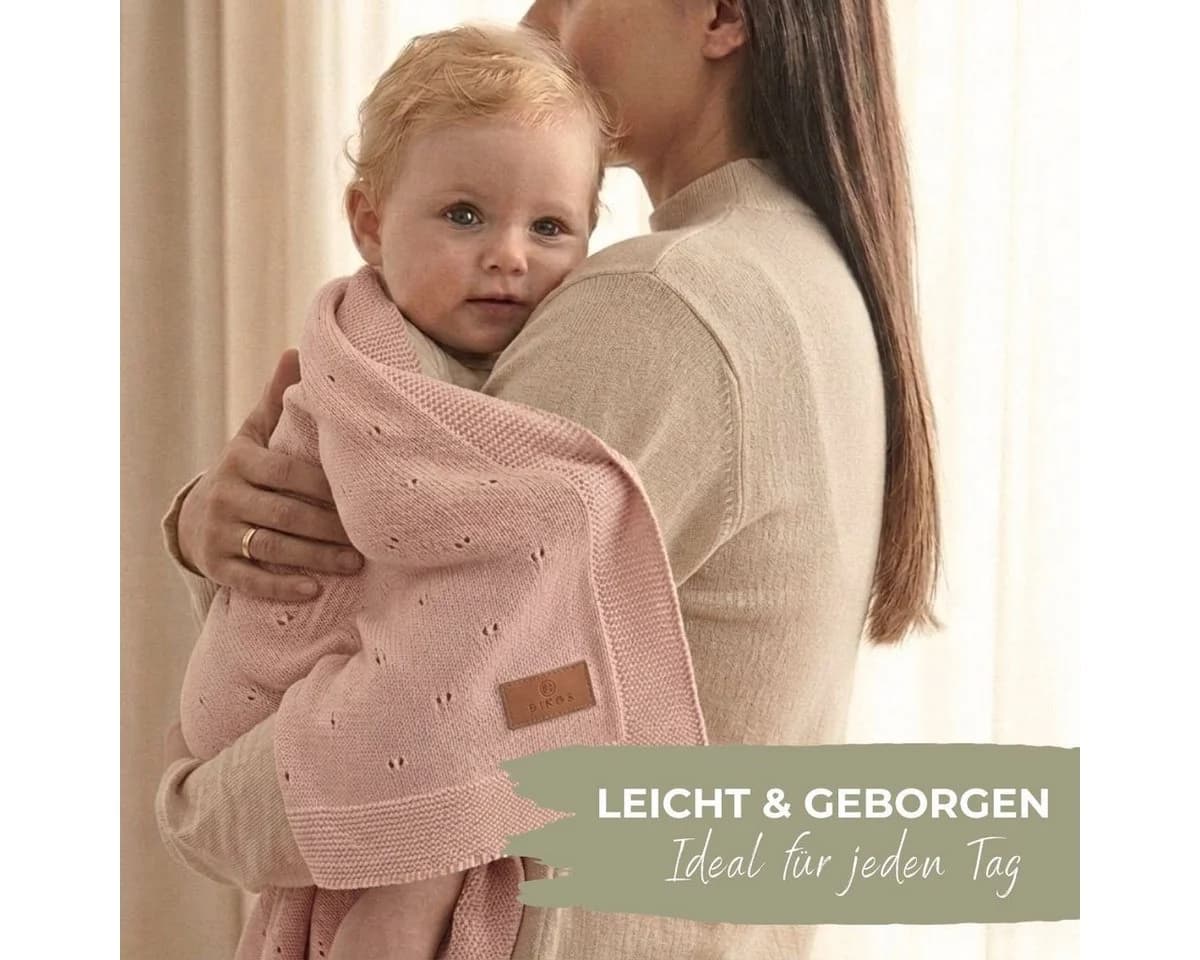 Bio-Baumwolle Babydecke mit AJOUR-Strickmuster - Bild 3