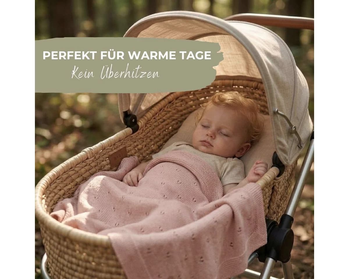 Bio-Baumwolle Babydecke mit AJOUR-Strickmuster - Bild 4