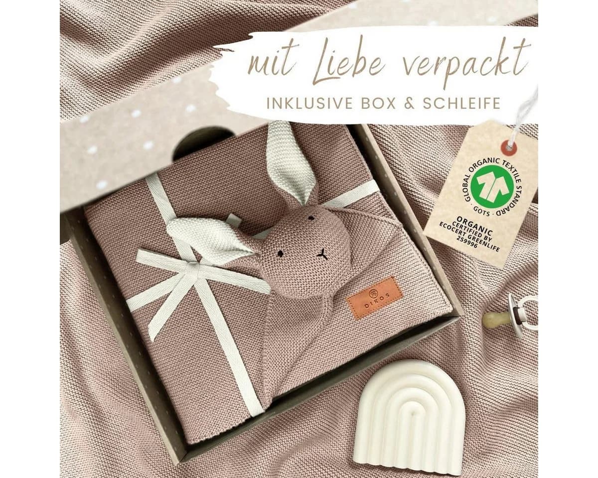 DIKOS® Babydecke SCHMUSE-HASE Bio-Baumwolle 75x100 cm