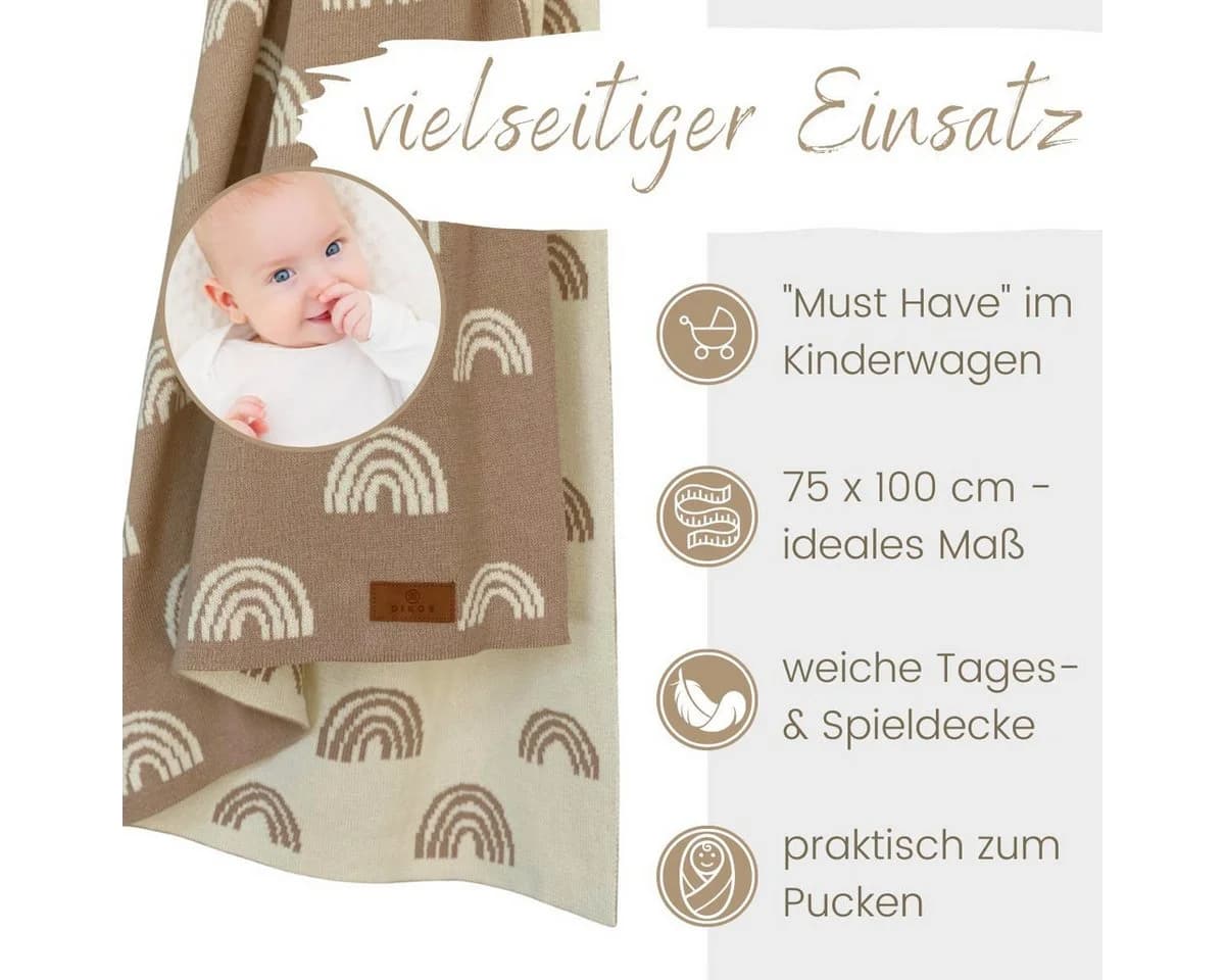 Babydecke aus Bio-Baumwolle in Regenbogenfarben - Bild 5
