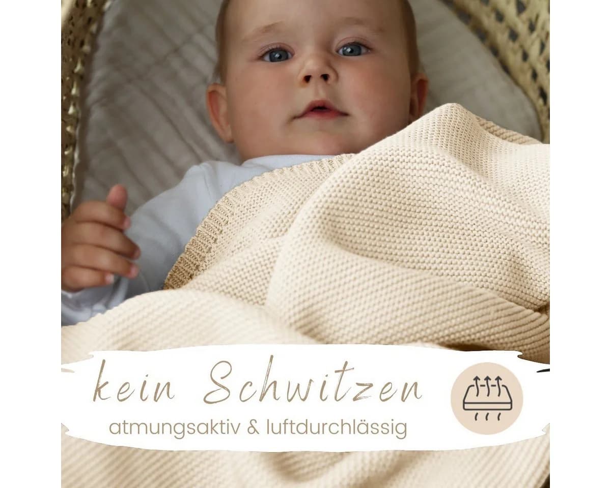DIKOS® Babydecke aus 100% Bio-Baumwolle atmungsaktiv Grau - Bild 5