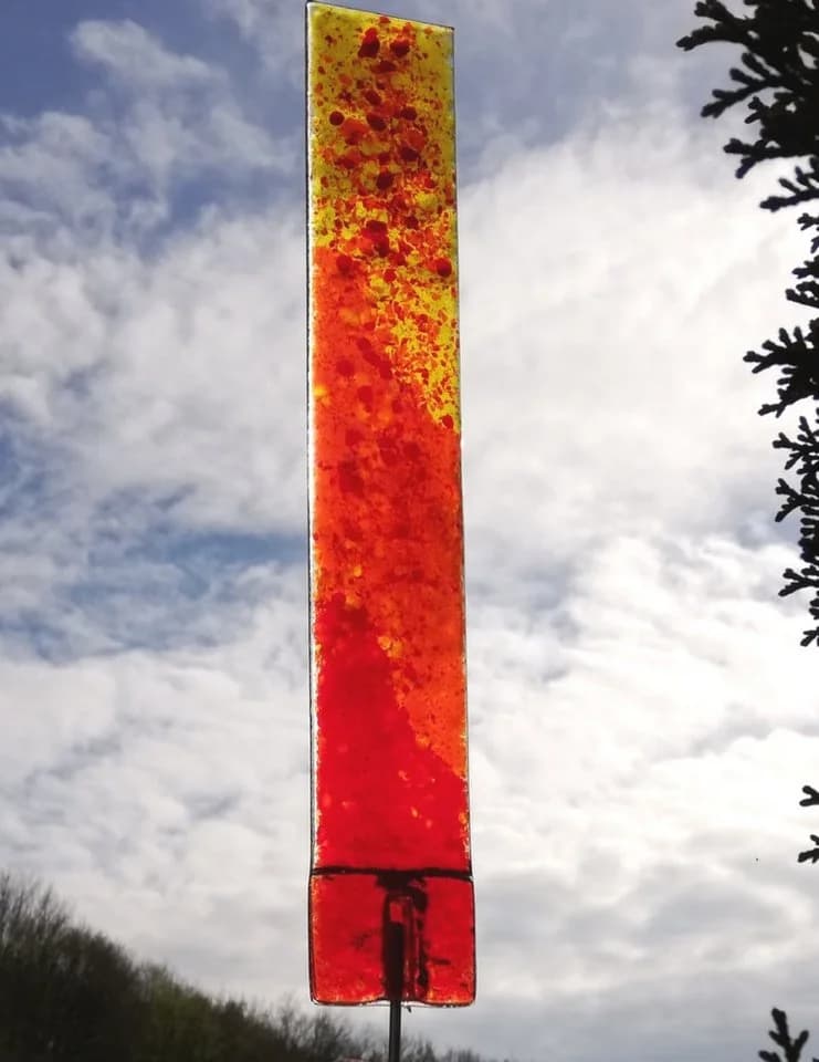 Glas-Stadl Gartenfigur Sonnenfänger Fusing Glas Pflanzenstecker Bunt