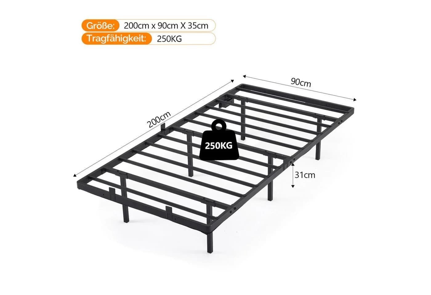 VINGLI Schwebenbett Metallbett Schwarz mit LED-Beleuchtung - Bild 3