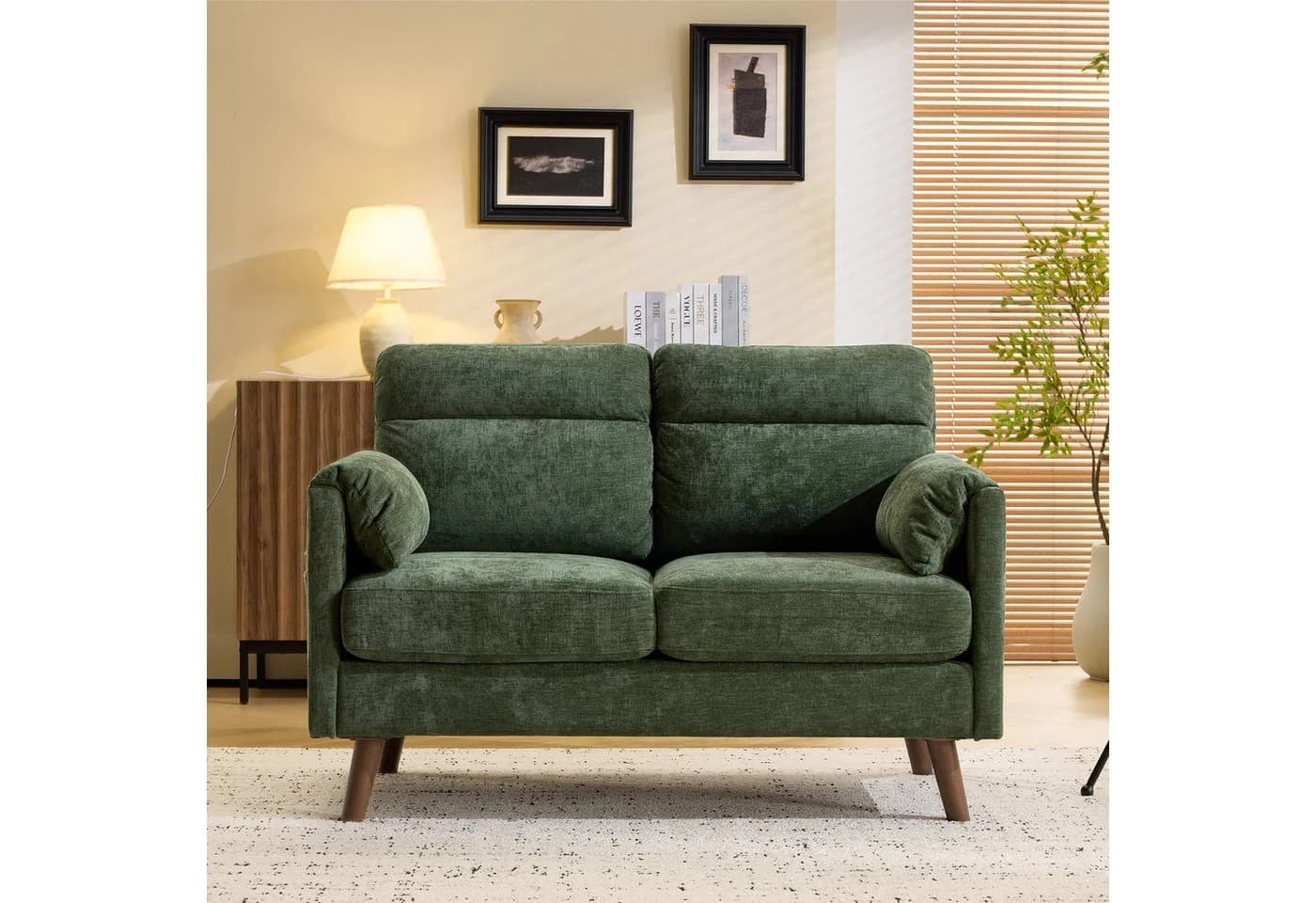 VINGLI 2-Sitzer Sofa Grün mit Elefantenohr-Armlehnen