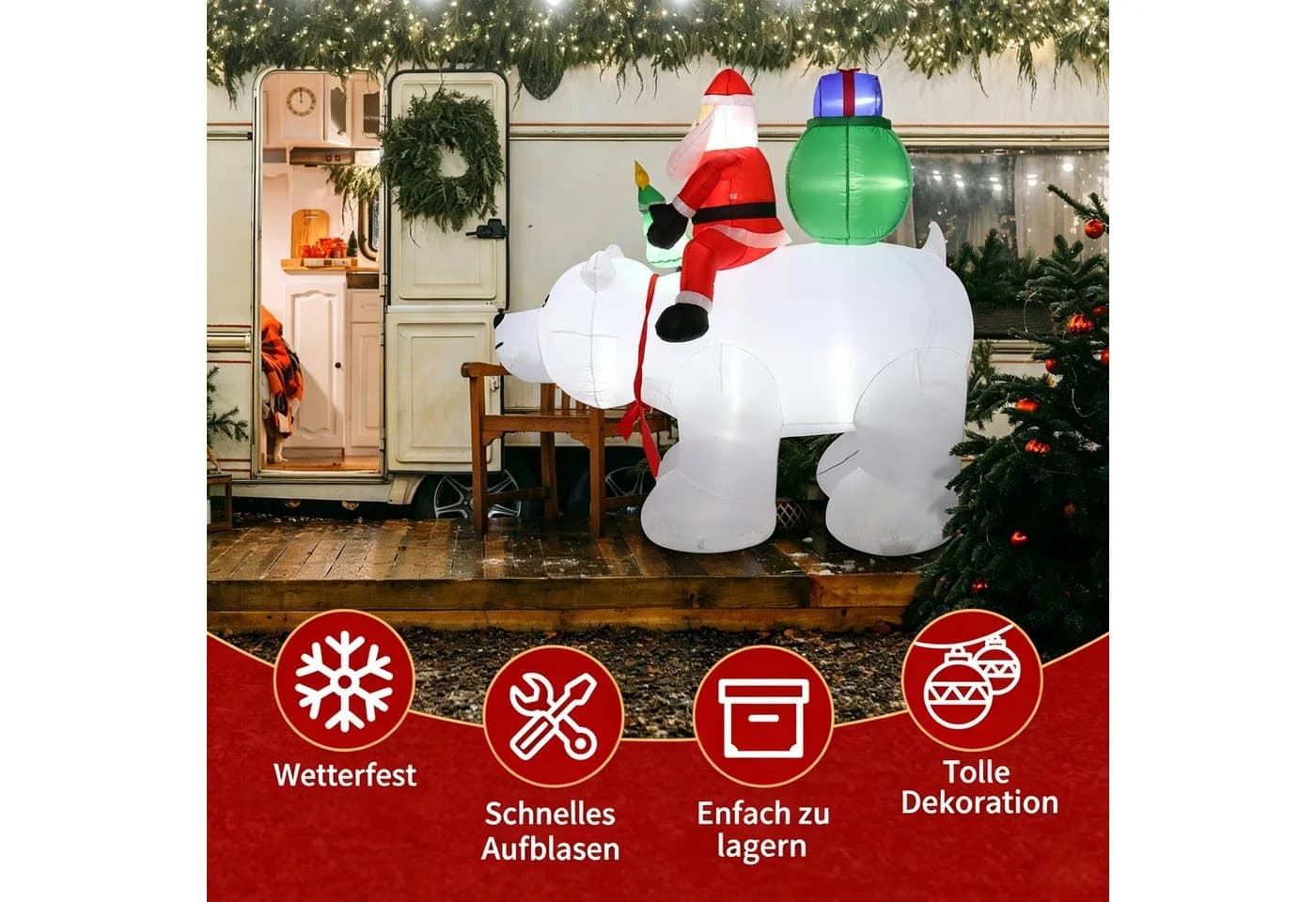 VINGLI Aufblasbare Weihnachtsfigur Wetterfest 180 cm mit LEDs - Bild 3