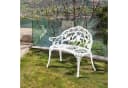 VINGLI Gartenbank Aluminium Weiß Rosenmuster 2-Sitzer Bild 5