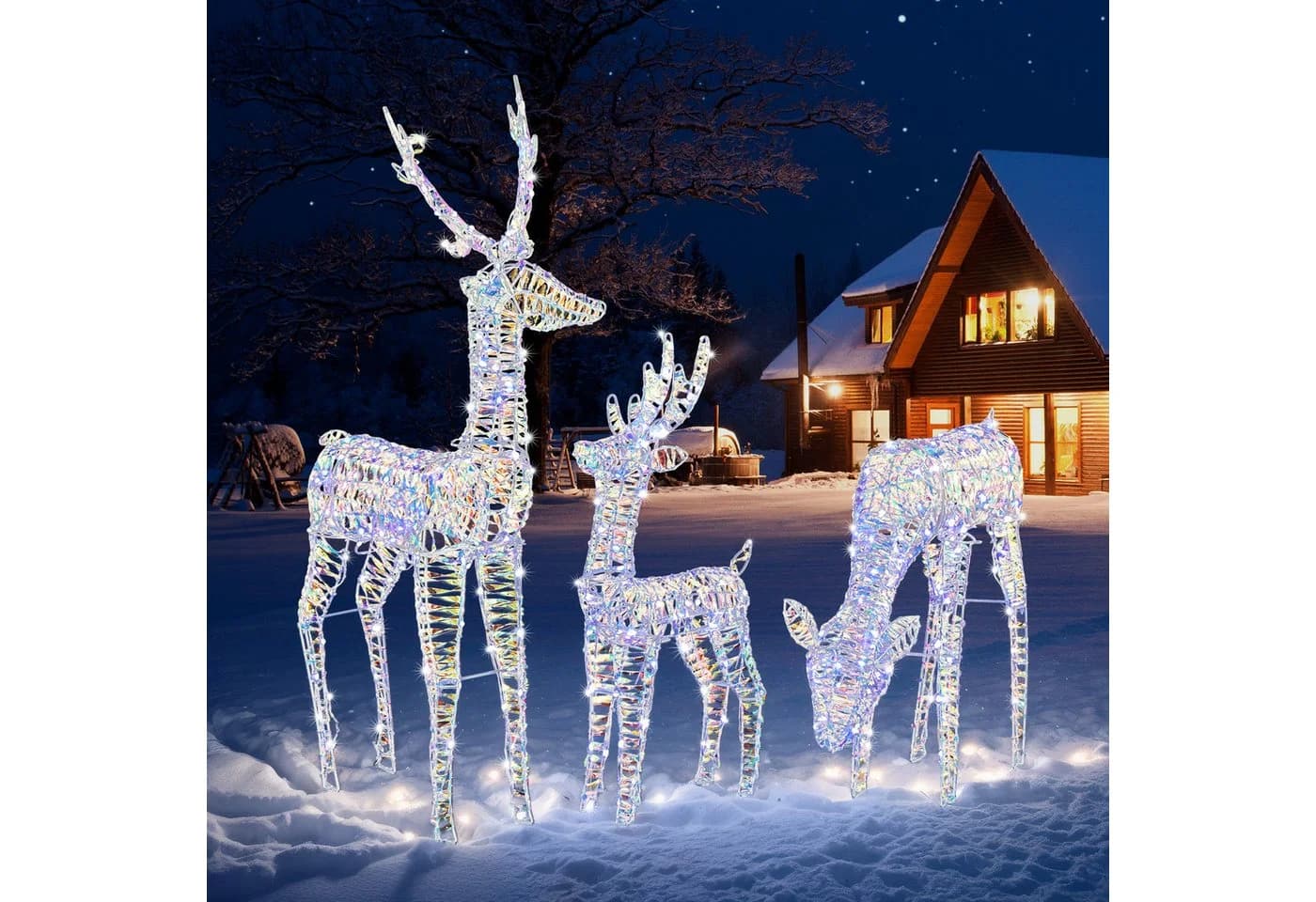 VINGLI LED-Dekofigur Leuchtendes Weihnachtsdeko-Set 3-teilig 270 LEDs - Bild 2
