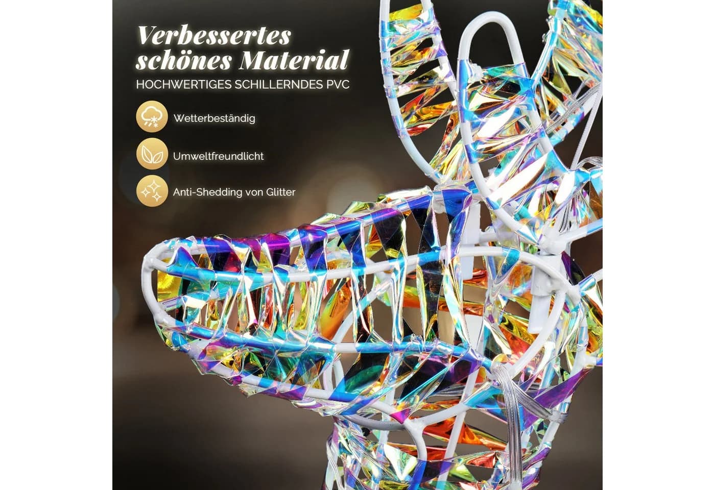 VINGLI LED-Dekofigur Leuchtendes Weihnachtsdeko-Set 3-teilig 270 LEDs - Bild 5