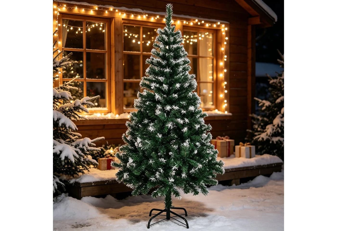 VINGLI Künstlicher Weihnachtsbaum 300-900 Zweigspitzen Grün PVC Eisenständer - Bild 2