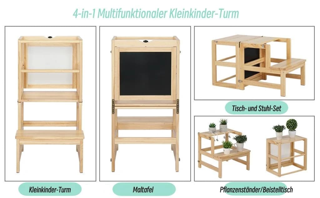 VINGLI Lernturm mit drehbarer Tafel für Kinder
