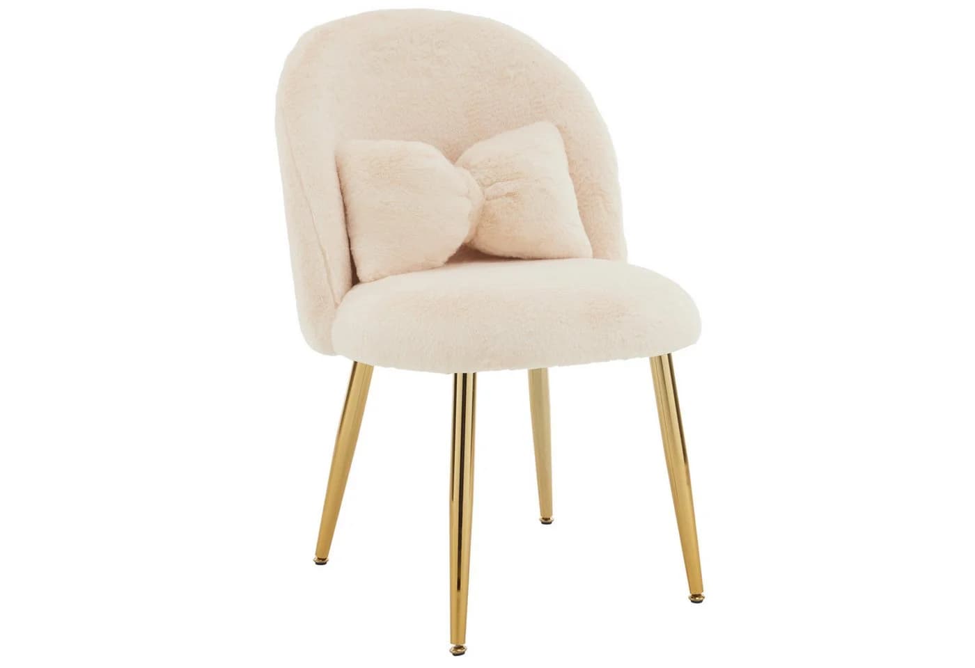 VINGLI Polsterstuhl Beige Teddy-Stoff mit Schleifenkissen - Bild 2