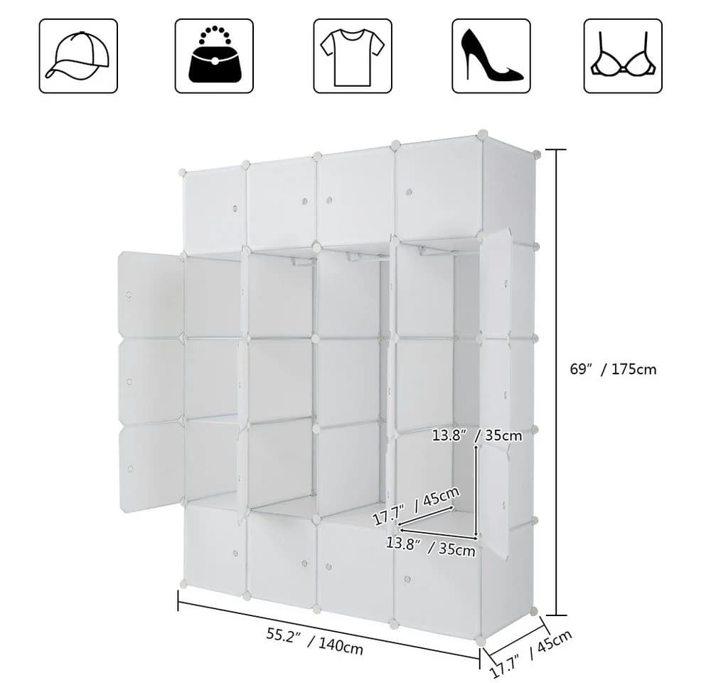 VINGLI 20-Cube Organizer Würfel-Schrank Weiß