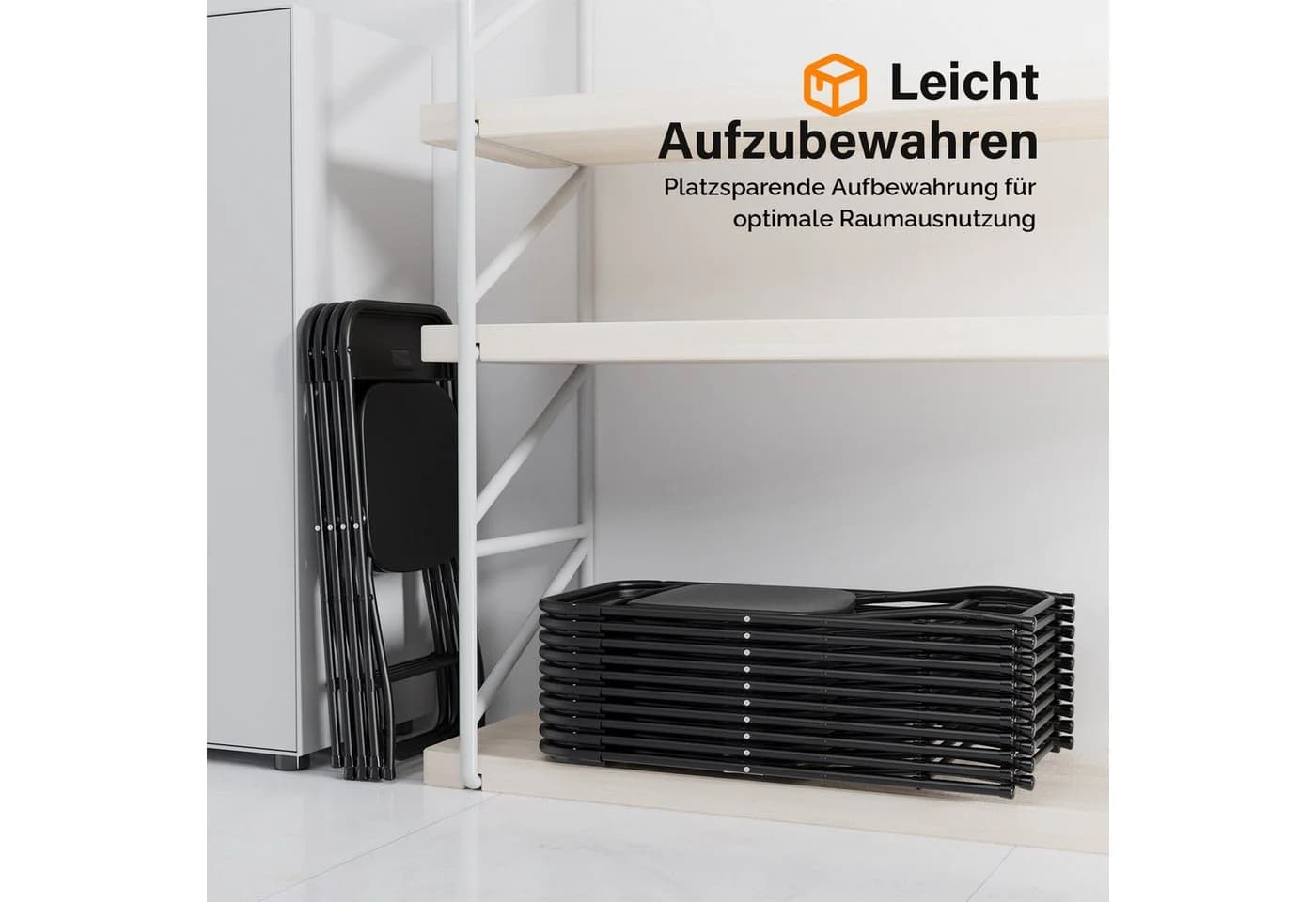VINGLI Klappstuhl-Set 4er, Gartenstuhl für Drinnen & Outdoor, bis 158kg, Schwarz/Weiß/Transparent - Bild 4