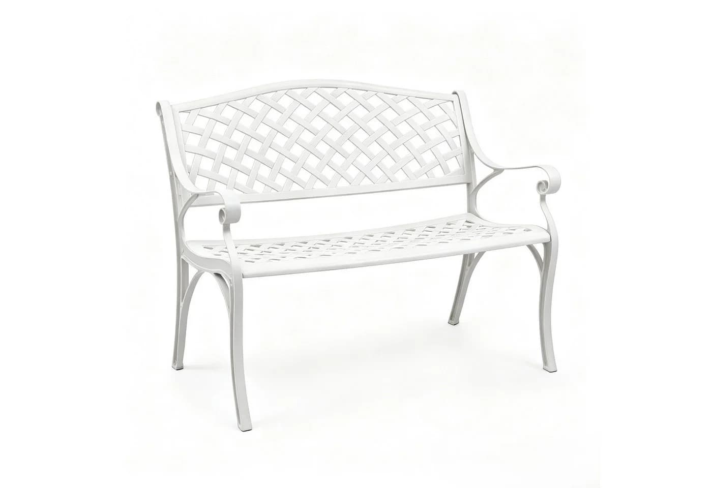 VINGLI Gartenbank Sitzbank Metall Wasserdicht Weiß - Bild 2