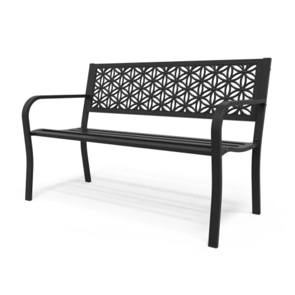 VINGLI Gartenbank Metall 2-Sitzer 250 kg Schwarz - Bild 2