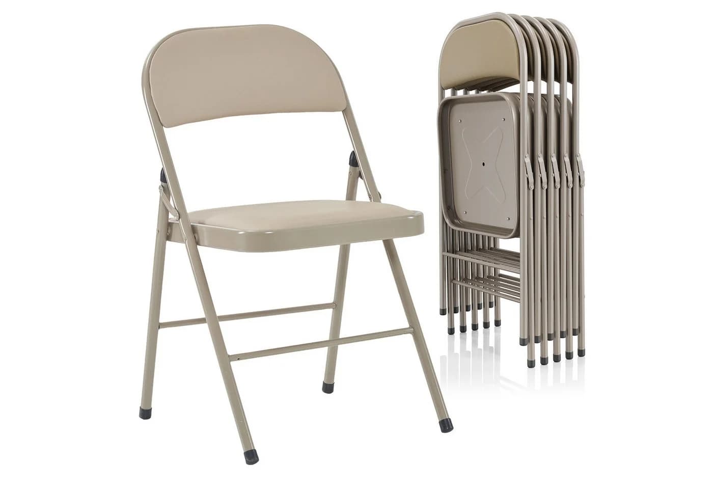 VINGLI Klappstuhl 6er-Set Grau/Hellbraun Stahlrahmen PVC - Bild 2