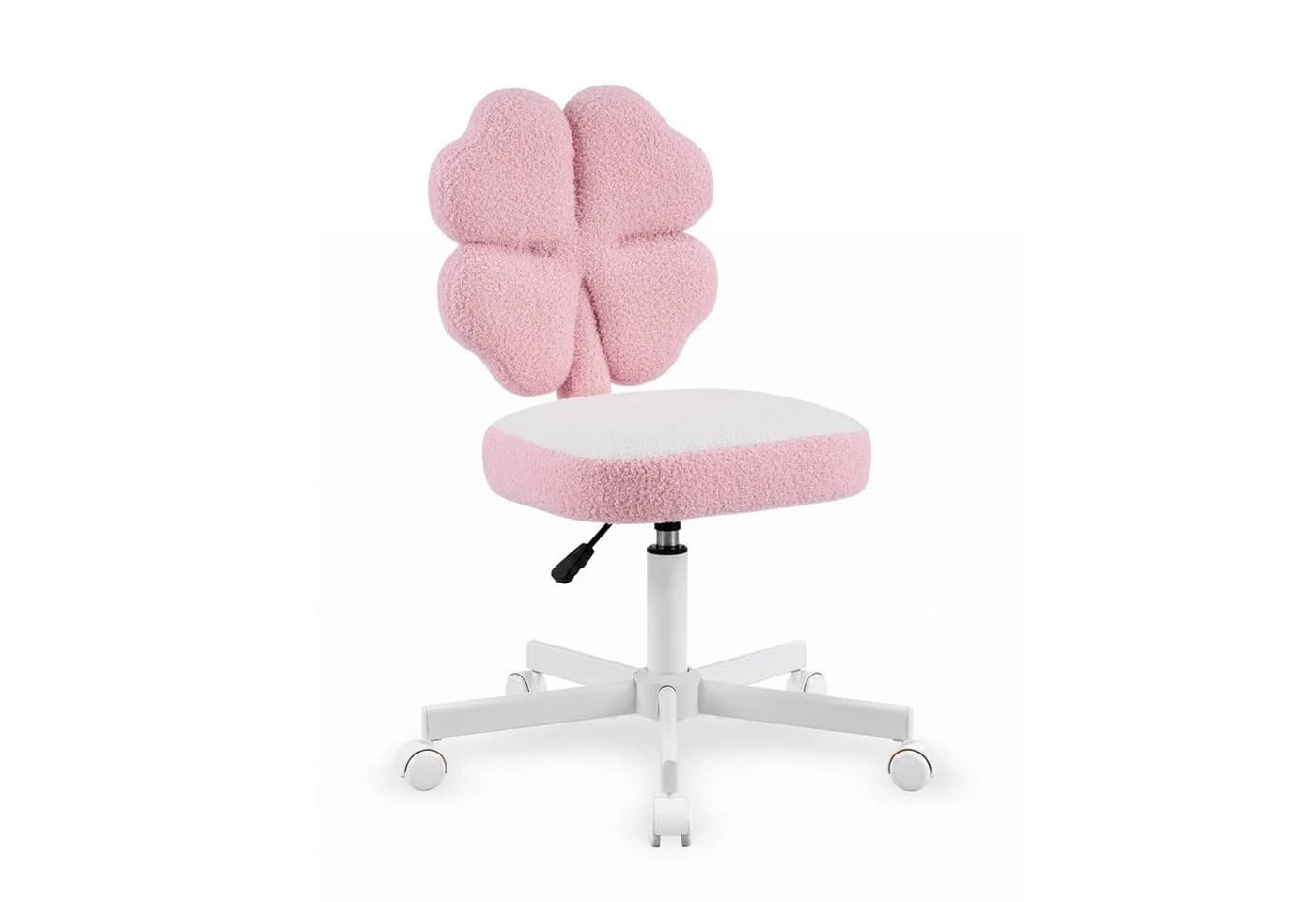 VINGLI Bürostuhl Kleeblattform Rosa Teddyfleece höhenverstellbar - Bild 2
