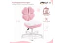 VINGLI Bürostuhl Kleeblattform Rosa Teddyfleece höhenverstellbar Bild 3