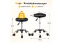 VINGLI Rollhocker mit Rädern, höhenverstellbar, PU-Leder, 360° drehbar, schwarz Bild 4