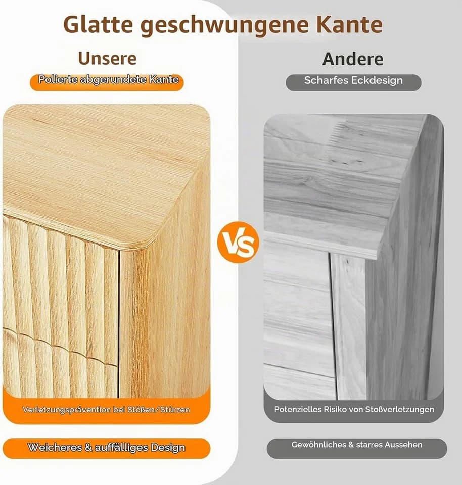 VINGLI Kommode 6 Schubladen Eiche Geriffelte Fronten - Bild 5