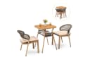 VINGLI Garten-Essgruppe 3-teilig Stapelbar Braun PE-Rattan Bild 2