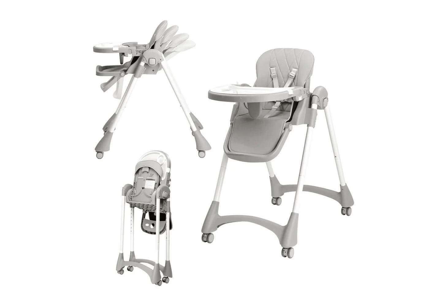 VINGLI Hochstuhl Baby ab 6 Monate Grau Multifunktionaler Babystuhl