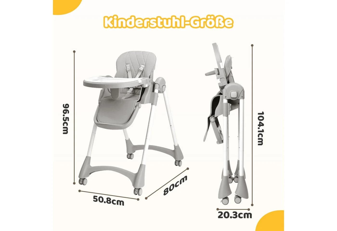 VINGLI Hochstuhl Baby ab 6 Monate Grau Multifunktionaler Babystuhl - Bild 3