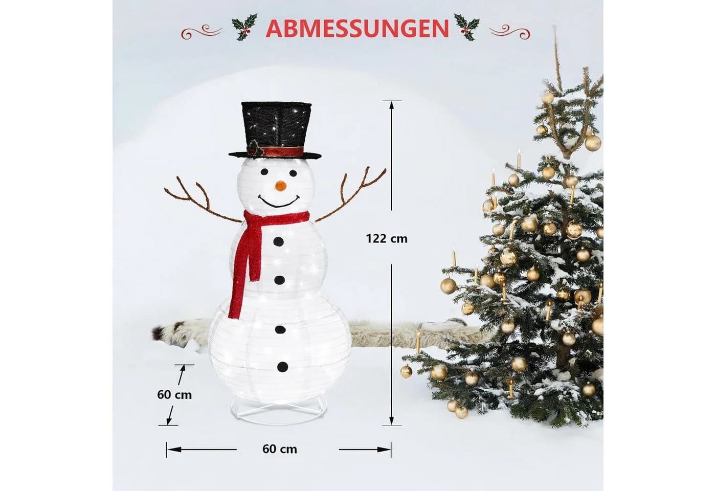 VINGLI LED Schneemann 120 cm Weihnachtsdeko innen & außen