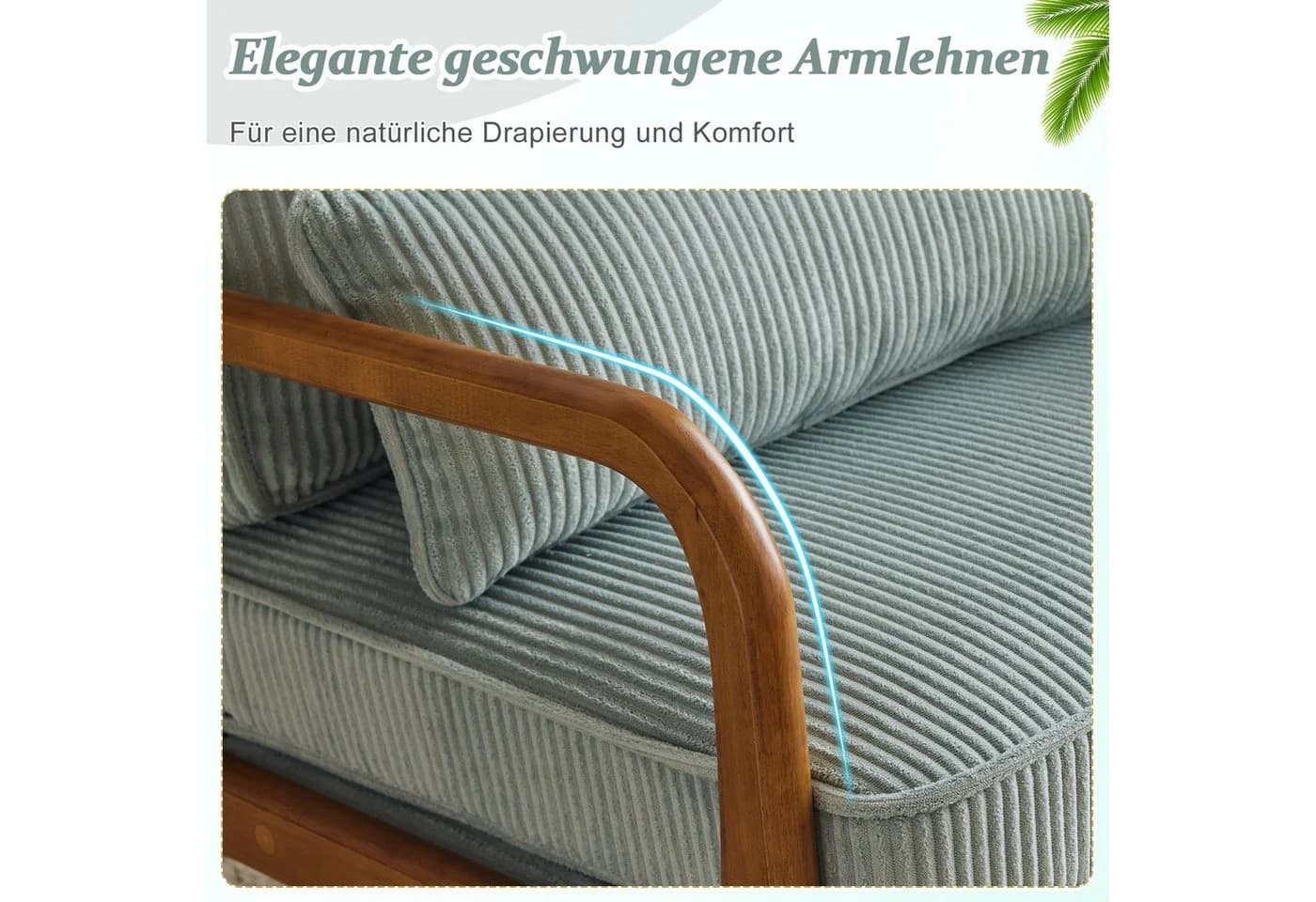 VINGLI Cocktailsessel Modern Cord-Stoff Massivholz blau - Bild 5