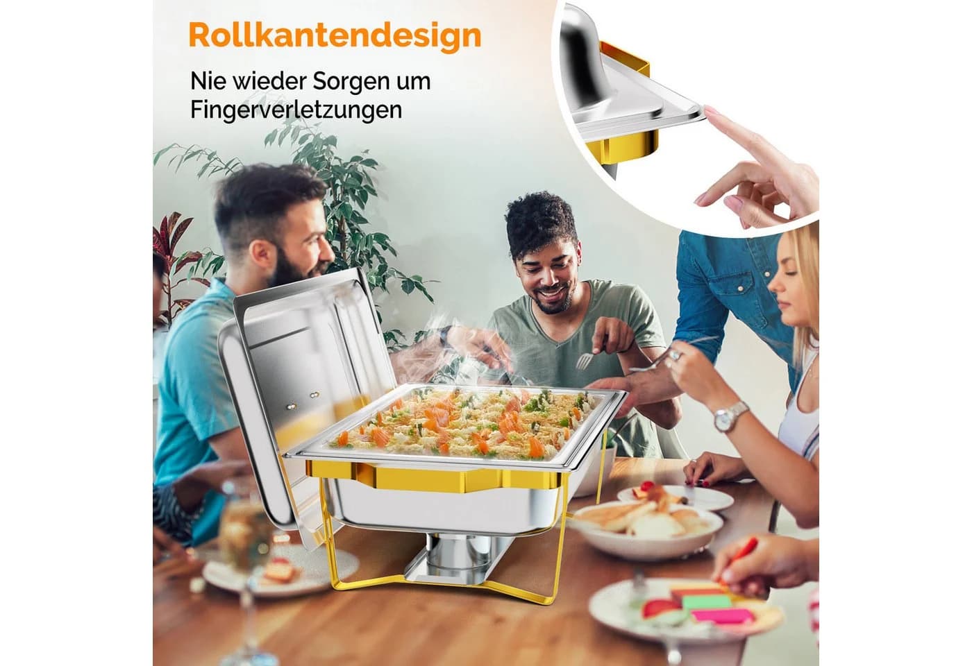 VINGLI Speisenwärmer 9L Edelstahl 4-tlg. mit faltbarem Gestell - Bild 3