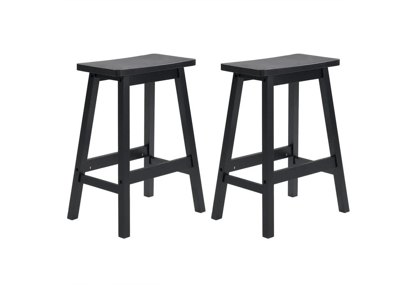VINGLI Barhocker 2er Set Kiefernholz Schwarz Ergonomisch - Bild 2