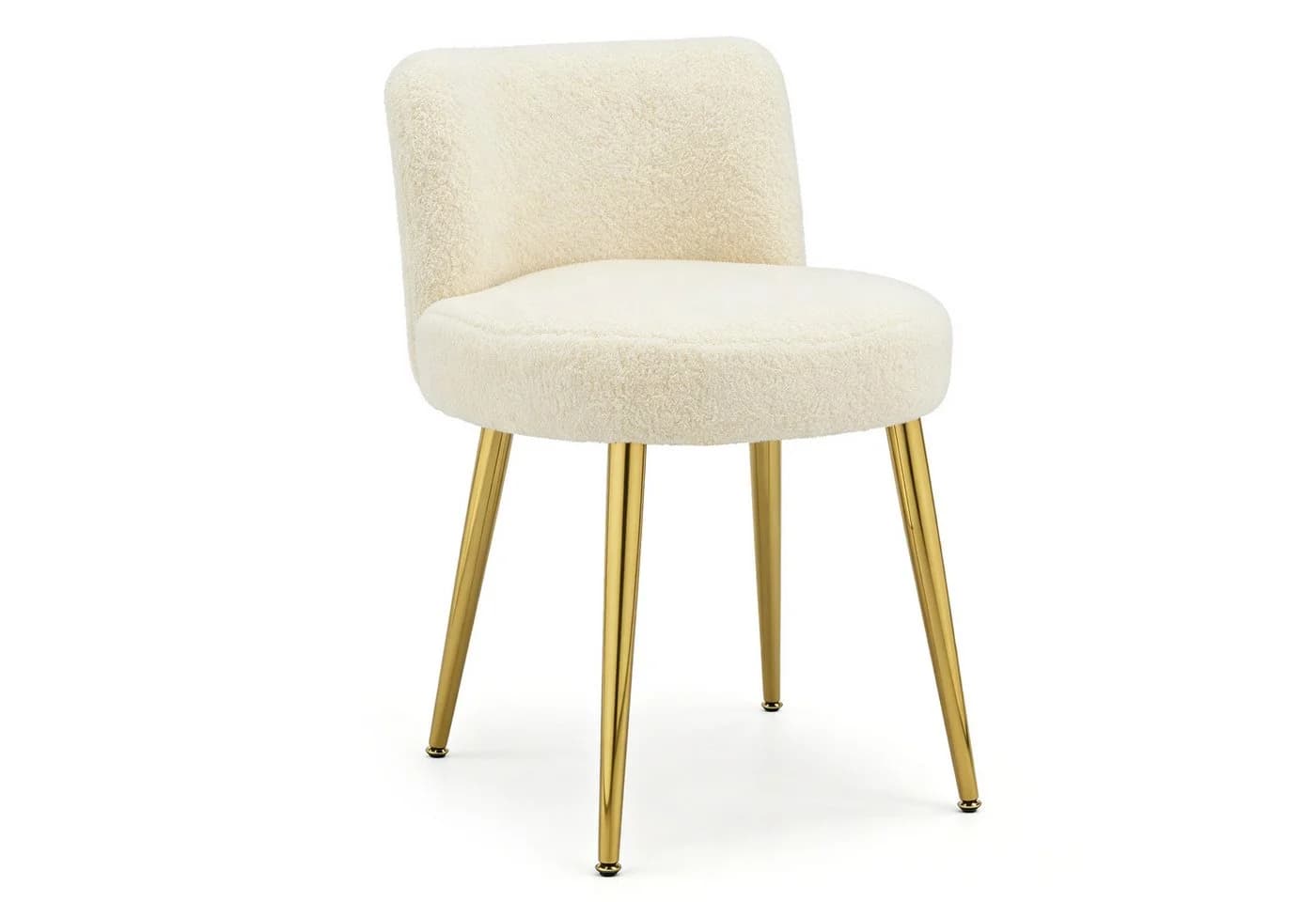 VINGLI Polsterstuhl Schminkstuhl Beige Teddyplüsch - Bild 2