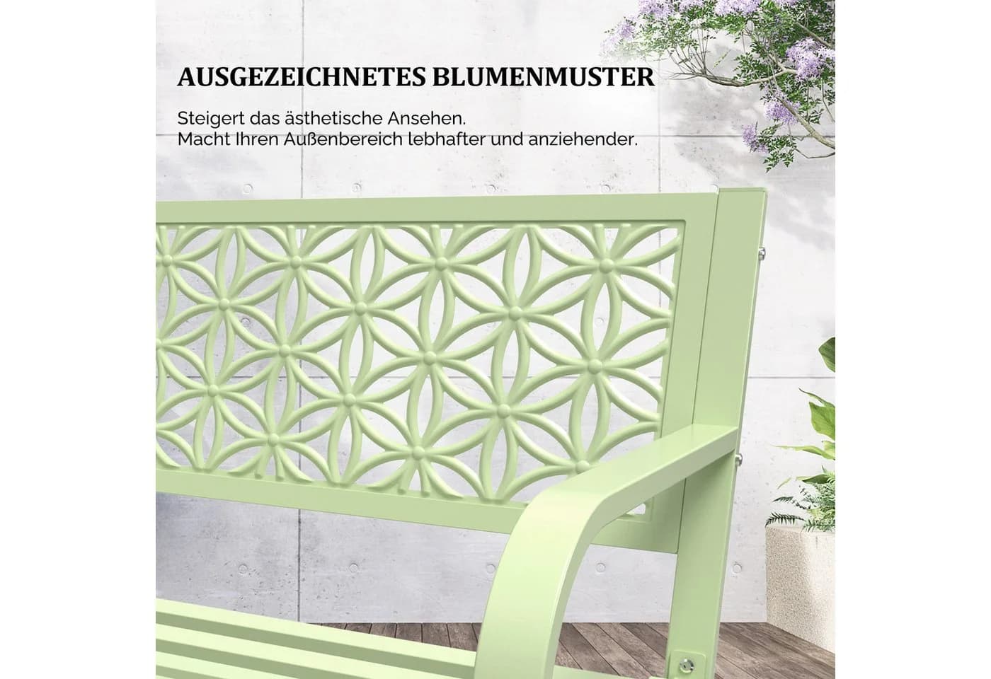 VINGLI Gartenbank Metall 2-Sitzer Grün Wetterfest - Bild 3