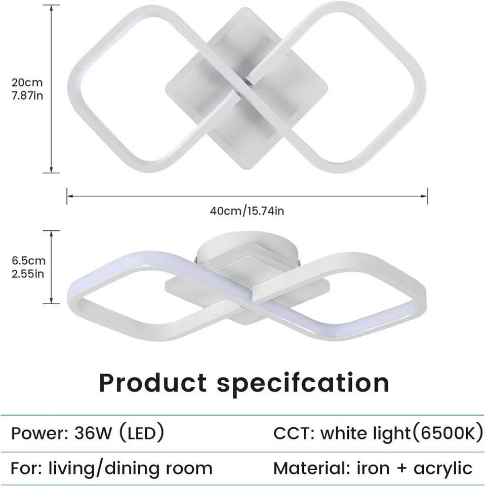 Riserva Comely LED Deckenleuchte 36W 4000LM Weiß Quadratisch - Bild 5