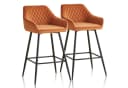 JYMTOM Barhocker 2er-Set Kunstleder Hellorange mit Armlehne Bild 2