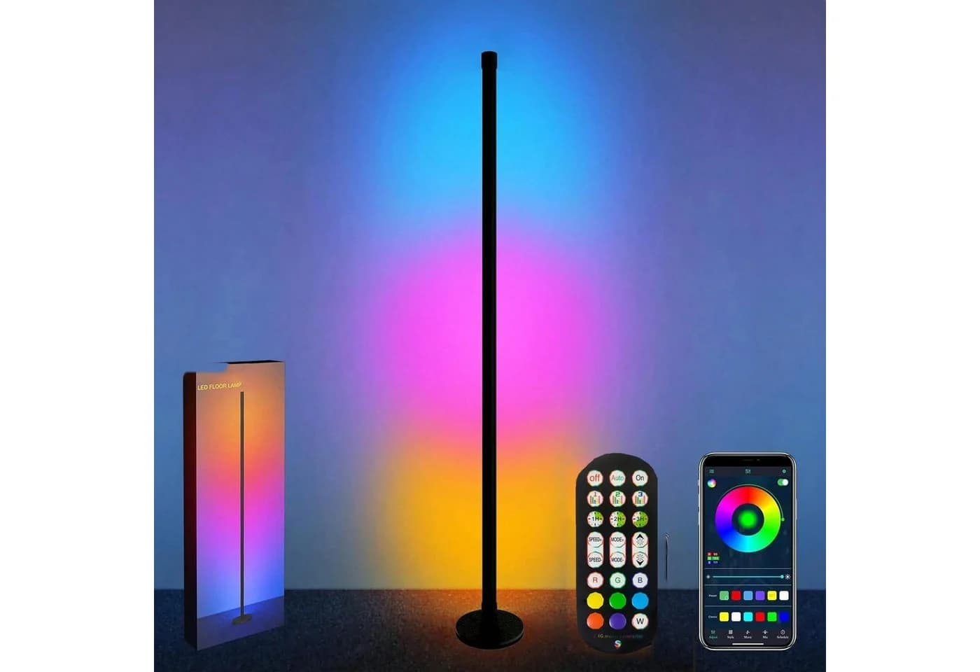 POPOLIC LED Stehlampe 120 cm Eckleuchte RGB-Licht