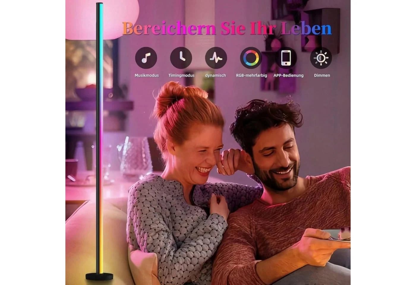 POPOLIC LED Stehlampe 120 cm Eckleuchte RGB-Licht - Bild 4