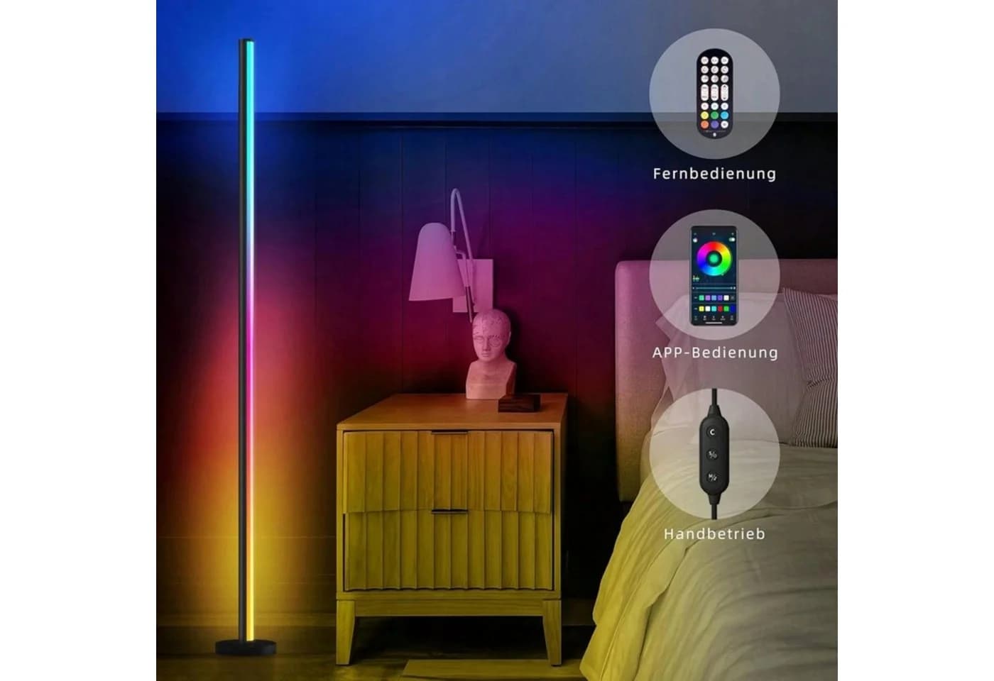 POPOLIC LED Stehlampe 120 cm Eckleuchte RGB-Licht - Bild 5